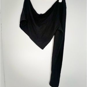 Black ribbed long one sleeve